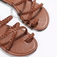 thumbnail image 3 of Summer Sandals For Women Casual Versatile Plus Size Solid Color Pearl Round Toe Open Toe Flat Weave Summer Indoor And Outdoor Beach Essentials Sandals for Women (Foundations), 3 of 8