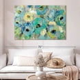 thumbnail image 2 of Elephant Stock Fresh Teal Flowers I Wall Art - Horizontal Canvas Wall Art - Living Room Wall Decor - Abstract Canvas - Blue And Gray Decor By Silvia Vassileva - 51" x 34", 2 of 8
