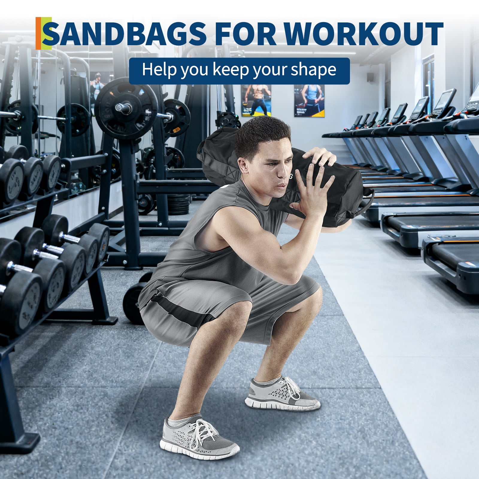 Heavy Duty Adjustable Sandbag, Unfilled Weight Bag with Multi Handles, Durable Workout Power Bag for Strength Training, Cross Training and Home Gym Fitness Exercise
