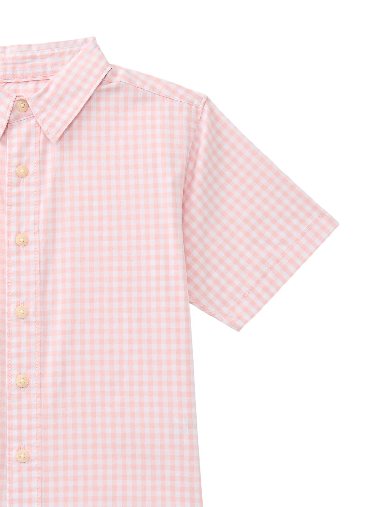 Wonder Nation Boys Cotton Button Down Shirt with Short Sleeves, Sizes 4/5-18 & Husky