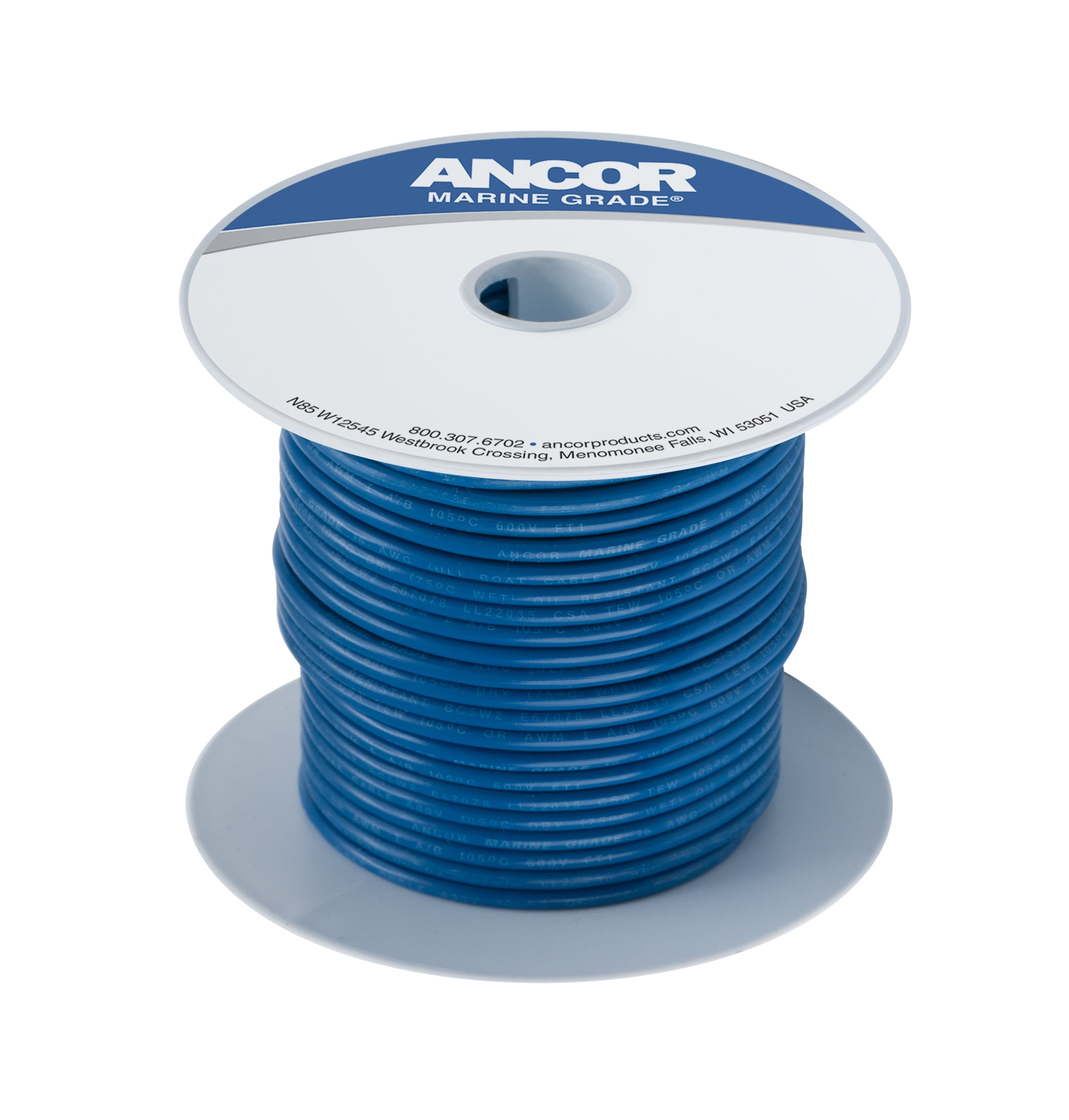 Cloth Covered Primary Wire  16 gauge White w/ Blue 
