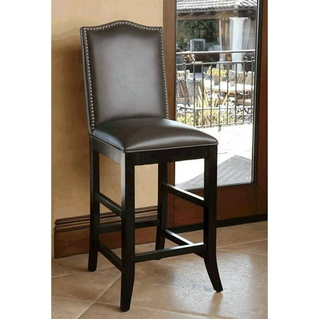 Abbyson Royal Leather Nailhead Trim Bar Stool In Gray