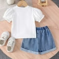 thumbnail image 4 of XZNPDUCQ Toddler Girls Clothes Summer Short Sleeve T Shirt and Shorts Cute Baby Girls Outfits Clothing Set Casual Elastic Shorts Summer 2Pcs T Shorts Set Dailywear Whiteï¼12-18 Months, 4 of 7