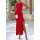 thumbnail image 3 of Vestido largo PRETTYGARDEN para mujer 2025, sin mangas, con volantes, rojo, 3 of 9