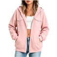 thumbnail image 3 of Jsaierl Womens Zip Up Hoodies Sweatshirts with Chest Pockets Long Sleeve Solid Color Athletic Casual Outwear Jackets S-2XL, 3 of 7