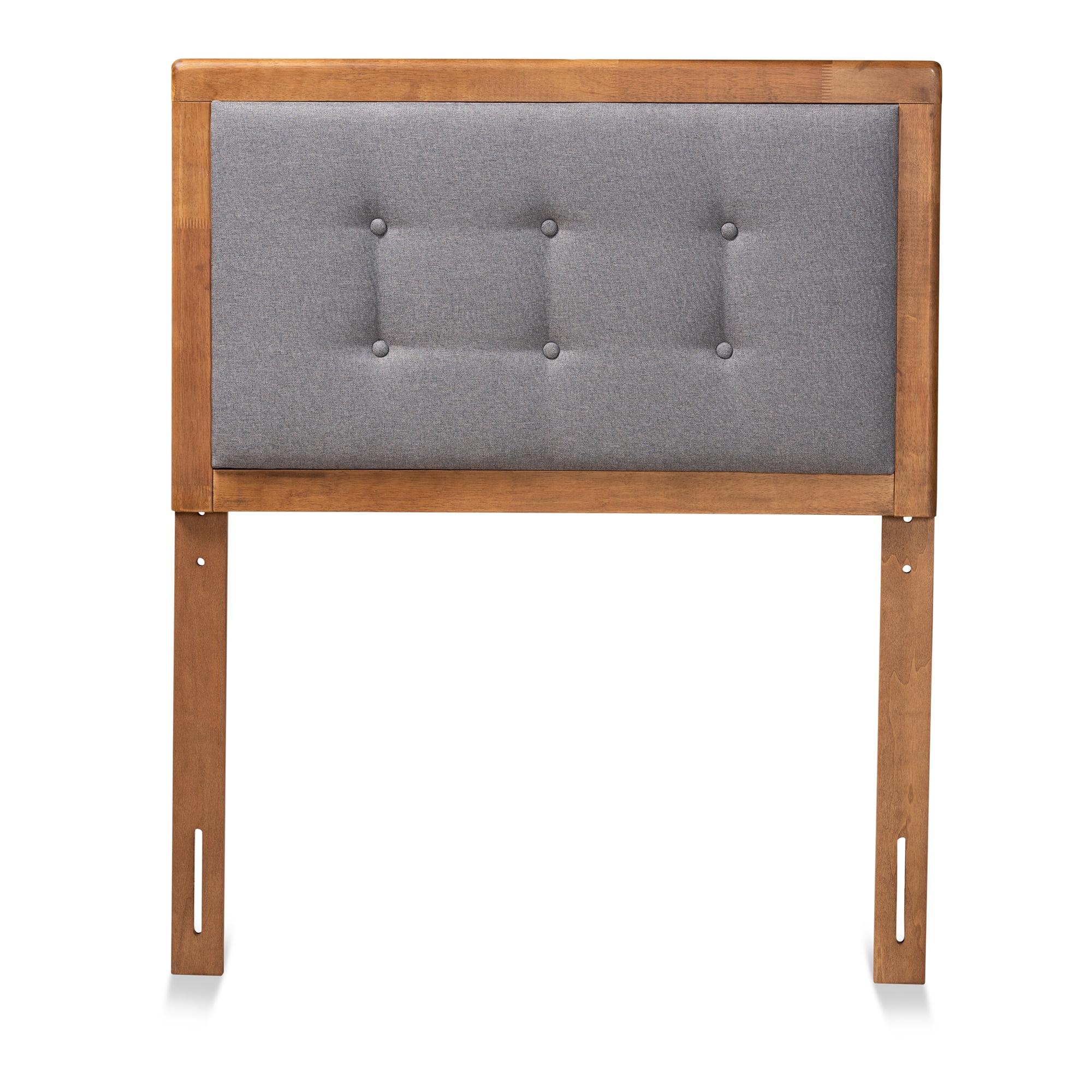 Baxton Studio Sarine Mid-Century Wood Tufted Upholstered Headboard, Twin, Dark Grey/Walnut