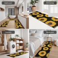 thumbnail image 5 of Black Yellow Sunflower Pattern Kitchen Rugs Sets Of 3,Kitchen Runner Rugs Non Skid Washable,Decorative Kitchen Floor Mats for Kitchen,Sink,Laundry,17"x30"+ 17"x47" + 17"x59", 5 of 6