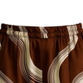 thumbnail image 5 of Vivianyo HD Women's Flowy Wide-Leg Pants，Lightweight Abstract Wave Print Casual Trousers with Pockets,Brown,Size S-2XL, 5 of 8