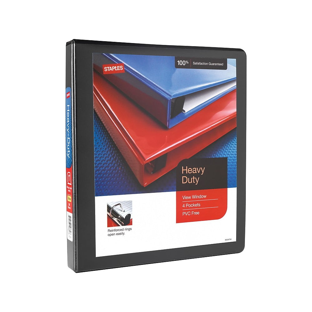 Staples Heavy Duty 1" 3Ring View Binder Black (24664) 82701 Walmart