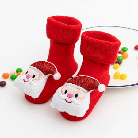 

Tejiojio Christmas Matching Christmas Newborn Baby Girls Boys 3D Cartoon Animal Anti-Slip Socks Slippers