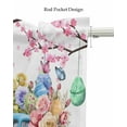 thumbnail image 5 of Easter Truck Linen Curtain Valance for Bedroom/Bathroom/Kitchen/Office/Living/Dining Room Window,Easter Eggs Spring Pink Flower Watercolor Rod Pocket Topper Decorative Cafe Drapes Panel 42"x18", 5 of 6