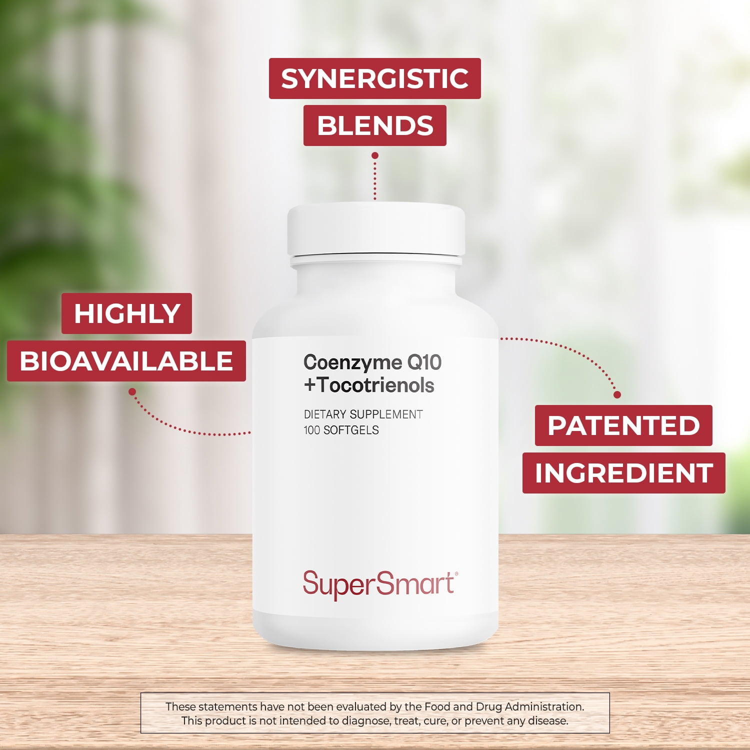SuperSmart - CoQ10 + Tocotrienols 300 mg per Day (Co Enzyme Q10 + Vitamin E) | Non-GMO & Gluten Free - 100 Softgels