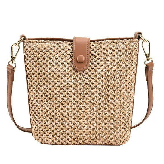 LILIANG Women Straw Woven Zipper Purse Crossbody Bag Shoulder Bag Summer Beach Bag