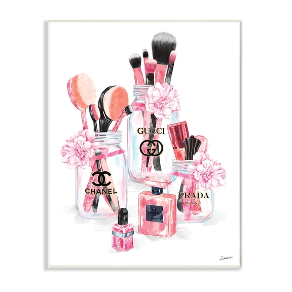 Stupell Industries Glam Fashion Cosmetic Accessories in Jars,10 x 15,Designed by Ziwei Li