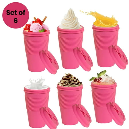 

ITPCINC Reusable Silicone Cups for Coffee with Lids Reusable Travel Coffee Cup Smoothie Cup Hot Beverage Cup BPA and toxin free (6 Pack)