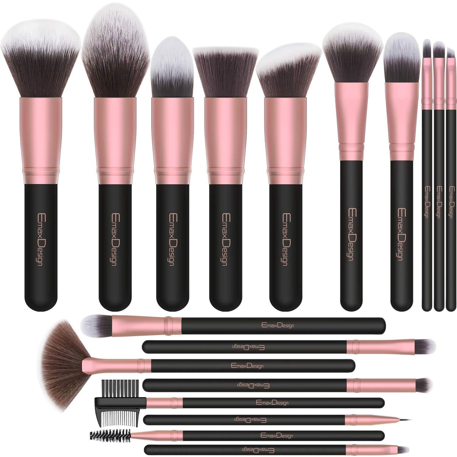 EmaxDesign Makeup Brushes,18 Pcs Professional Makeup Brush Set Premium Synthetic Brush
