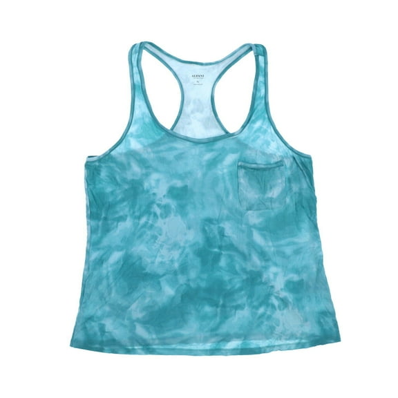 Alfani Women's Tank Top Shirt Pajama Top Sleeveless Pjs Teal Tie Dye Xl New