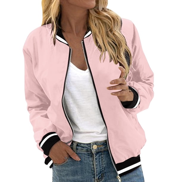 Ailaofu Bomber Jackets for Women Spring Fashion Cute Jacquard Coats Lightweight Zip Up Jackets Dressy Casua