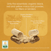 Organic Maca Root Black, Red, Yellow 1900 mg per serving - 150 Vegan Capsules Peruvian Maca Root Gelatinized