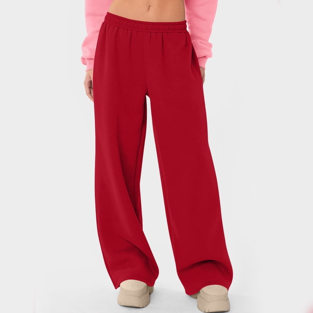HongQid Women's Jogging Pants Sweatpants High Waist Sports Pants Casual Trousers Wide Leg Pants with Pockets