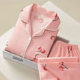 thumbnail image 3 of Pajamas Women's Spring and Autumn Cardigan Long Sleeve Trousers Cartoon Women's Home Clothes Set, 3 of 6