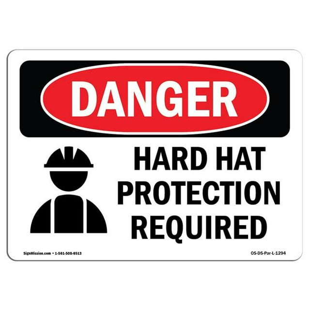 SignMission OS-DS-A-1218-L-1294 12 x 18 Po Signe de Danger OSHA - Protection de Casque Requise