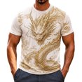 thumbnail image 2 of Men's 3D Golden Dragon Graphic T-Shirt Cool Mythical Creature Novelty Short Sleeve Crewneck Tees Casual Summer Tops Streetwear Fashion Shirts Graphic Tee, 2 of 5