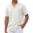 thumbnail image 2 of Mens Short Sleeve Button Down Shirts Casual Regular Fit Soft Shirts Solid Color Loose Beach Summer Clothing White Size XL, 2 of 6