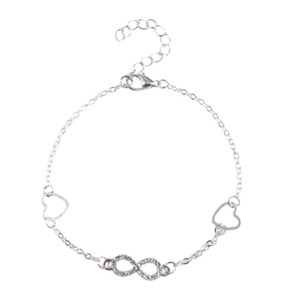 Boho Alloy Tobillera Regalo hueco brillante para mujeres Surfer Plata Sunnimix Tobillo de doble corazón