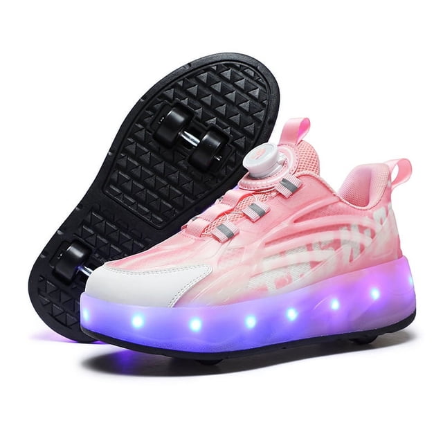 Girls Breathable LED Luminous Shoes, USB Rechargeable Outdoor Sports Skates-Vinsniv