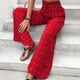 thumbnail image 5 of Pantalones Pantalones largos casuales para mujer, cómodos pantalones palazzo, pantalones elásticos de cintura alta para desplazamientos Ygjytge Rojo T S para Mujer, 5 of 6
