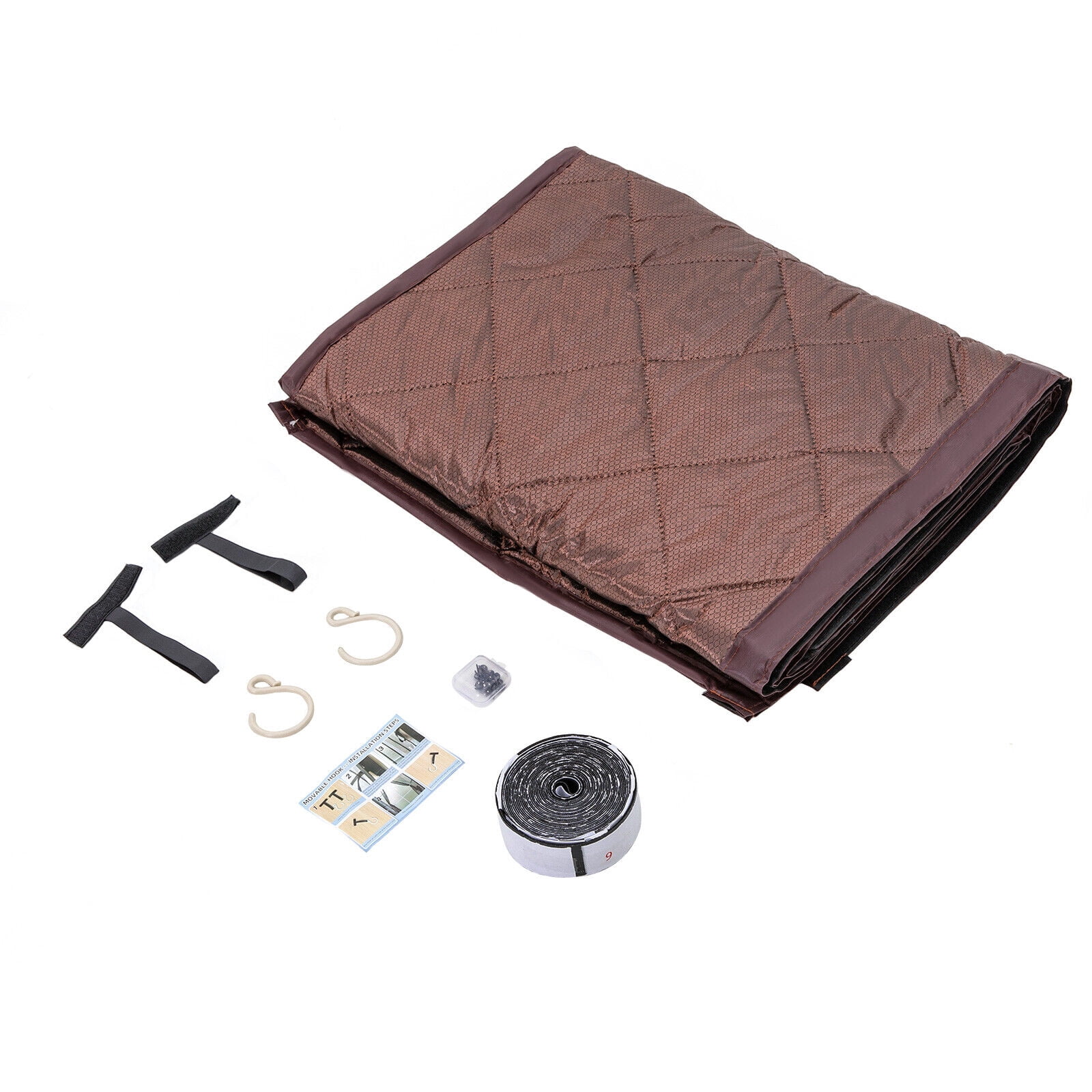 Magnetic Thermal Insulated Door Curtain Waterproof Doorway Curtain Cover Coffee 40*84in
