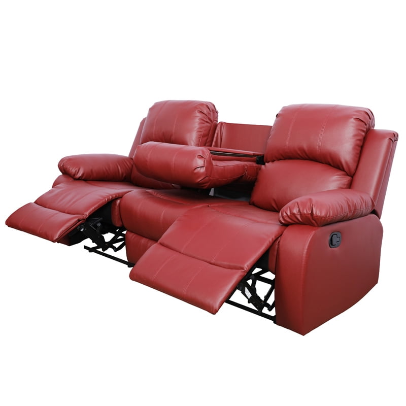 MAYEERTY 73" Modern Semi PU PVC Loveseat - Business Function Sofa for Living Room, Red