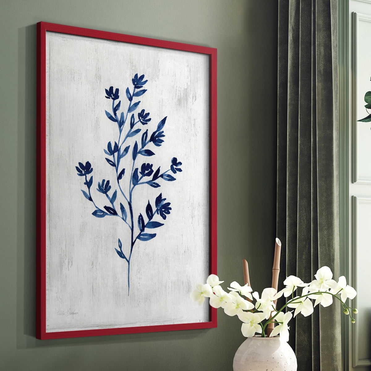 Wild Indigo II - Red Framed Wall Art Print, Solid Wood Frame, 11" x 14", Ready to Hang