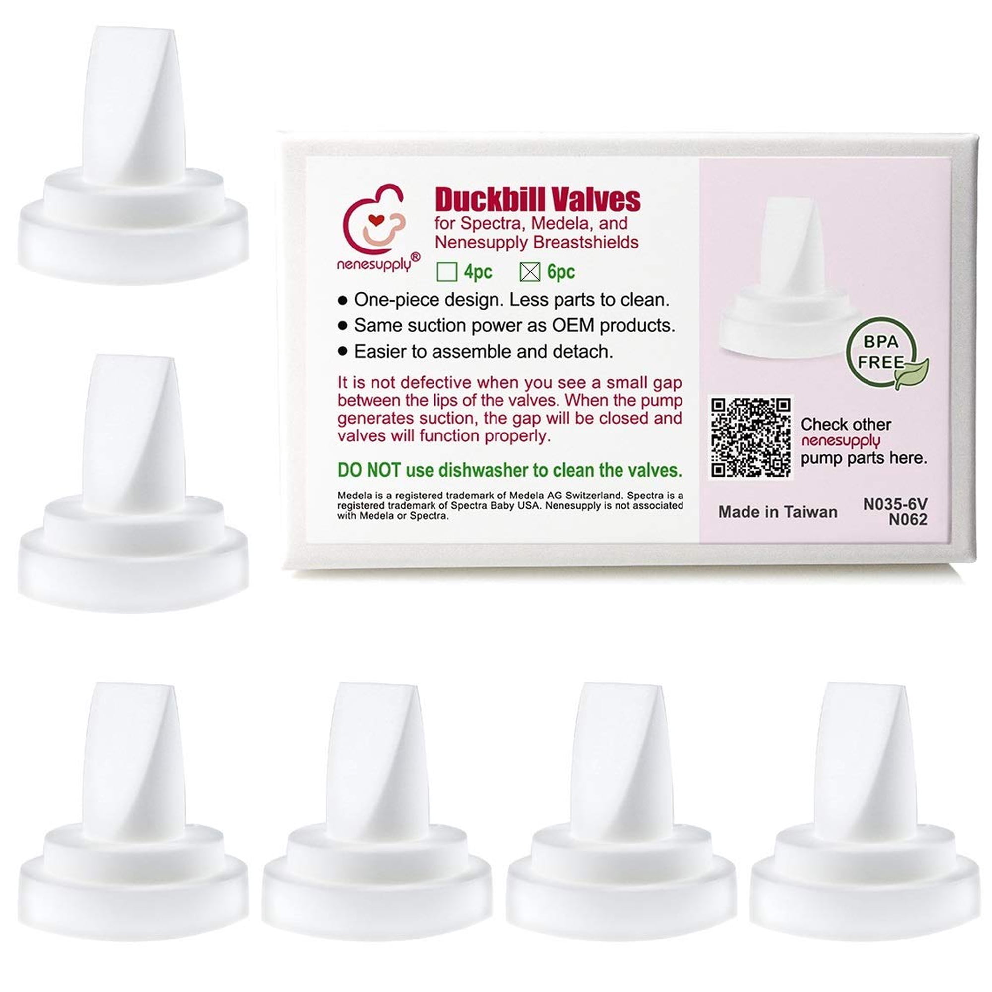 Nenesupply 6 pc Duckbill Valves Compatible with Medela and Spectra Pump Parts Use on Spectra S2 Spectra S1 and Pump in Style Harmony Symphony Replace Spectra Duckbill Valves and Medela Valve