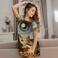thumbnail image 3 of Pofeuu Surreal Desert Eye Landscape Print Women's Loose Fit Short Sleeve Nightgown, Comfortable Sleep Dress for Women, Casual Lounge Sleepwear, Soft Cotton Sleep Dress, 3 of 6