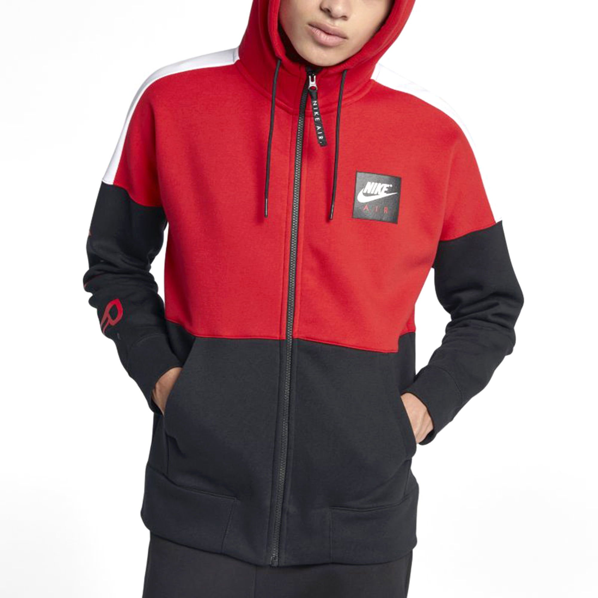 Nike - Nike Air Fleece Men's Full Zip Hoodie University Red-Black ...