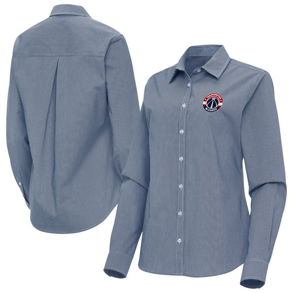 Women's Antigua Navy Washington Wizards Porter Woven Long Sleeve Button-Up Shirt