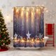 thumbnail image 4 of Cortina de ducha navideña con ganchos, bola navideña y estrella, poliéster impermeable, decoración navideña para baño, poliéster., 4 of 6