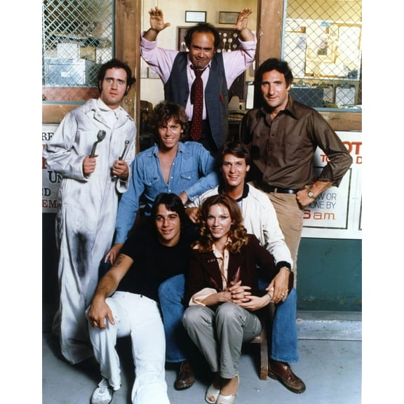 Taxi Cast Lady with Six Men posed Outside of the Store Photo Print (8 x 10)