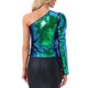 thumbnail image 3 of INSPIRAR CHIC Blusa de Mujer con Lentejuelas de Un Hombro, Manga Abullonada, para Fiesta de Cóctel, Brillante y Reluciente, Talla M Verde, 3 of 5