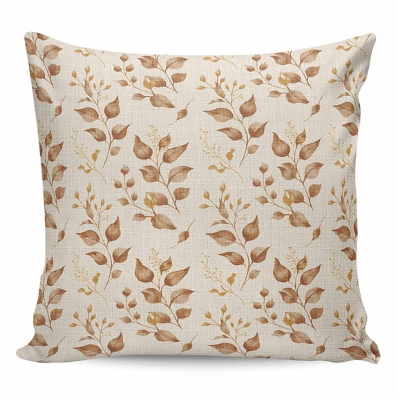 Throw Pillow Covers 26x26 Inch, Brown Fall Leaves Decorative Pillow Cases for Couch Sofa Bed, Vintage Farmhouse Leaf Plants Cotton Linen Square Home Decor Pillowcases with Hidden Zipper