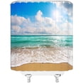 thumbnail image 2 of Ocean Beach Shower Curtain Blue Sky Tropical Sea Waves White Cloud Seaside Landscape Hawaii Summer Nature Scenery Bath Curtain with Plastic hooks, 2 of 6