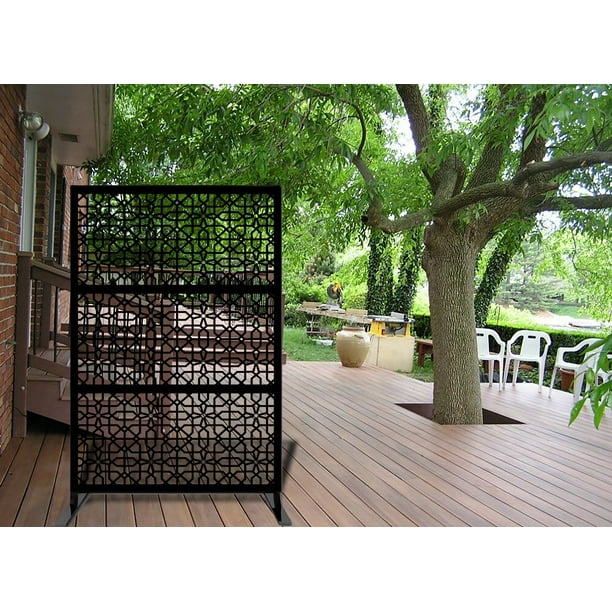 Eco Laser Cut Decorative Metal Panels Privacy Fencing Divider Stand Perfect For Patio Garden Or Wall Decor 48x24 Inch Per Panel Circle Knot Black 1 Piece Com Eco Laser Cut Decorative Metal Panels, Decorative Outdoor Privacy Fencing