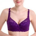 thumbnail image 3 of Wireless Bras for Women New Women Full Cup Bras Breathable Comfort Floral Lace Plus Size Non Padded Bralette Wirefree Underwear Bra Comfortable Bra Womens Bra No Underwire New Purple, 3 of 3