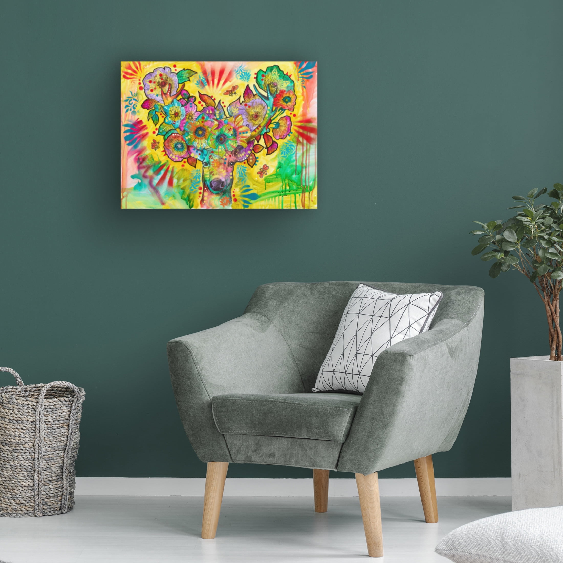 Canvas Wall Art - Dean Russo 'Flower Buck' Wall Art for Living Room, Bedroom, or Office Décor by Trademark Fine Art - 24 x 18 Inches