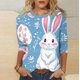 thumbnail image 2 of Tops de Cuello Redondo para las Mujeres Blusas Casuales 3/4 Manga Impresa Camiseta de Carnaval Moda Verano, 2 of 7