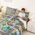 thumbnail image 3 of Manfei Toy Cars Queen Sheets,Cartoon Houses Queen Sheet Sets,Gray,4 Pieces,1 Flat Sheet, 1 Fitted Sheet and 2 Pillowcases, 3 of 6