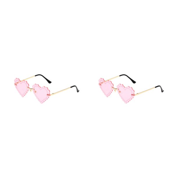 Qarigey Gafas de sol portátiles en forma de corazón para senderismo, Cosplay, gafas de protección solar, gafas para banquetes, gafas rosa dorado 2piezas