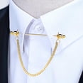 thumbnail image 3 of Baohd Mens Shirt Collar Bar Pin with Cravat Pin Clasps Link Brooch Chain Golden 7cm 1Set, 3 of 6